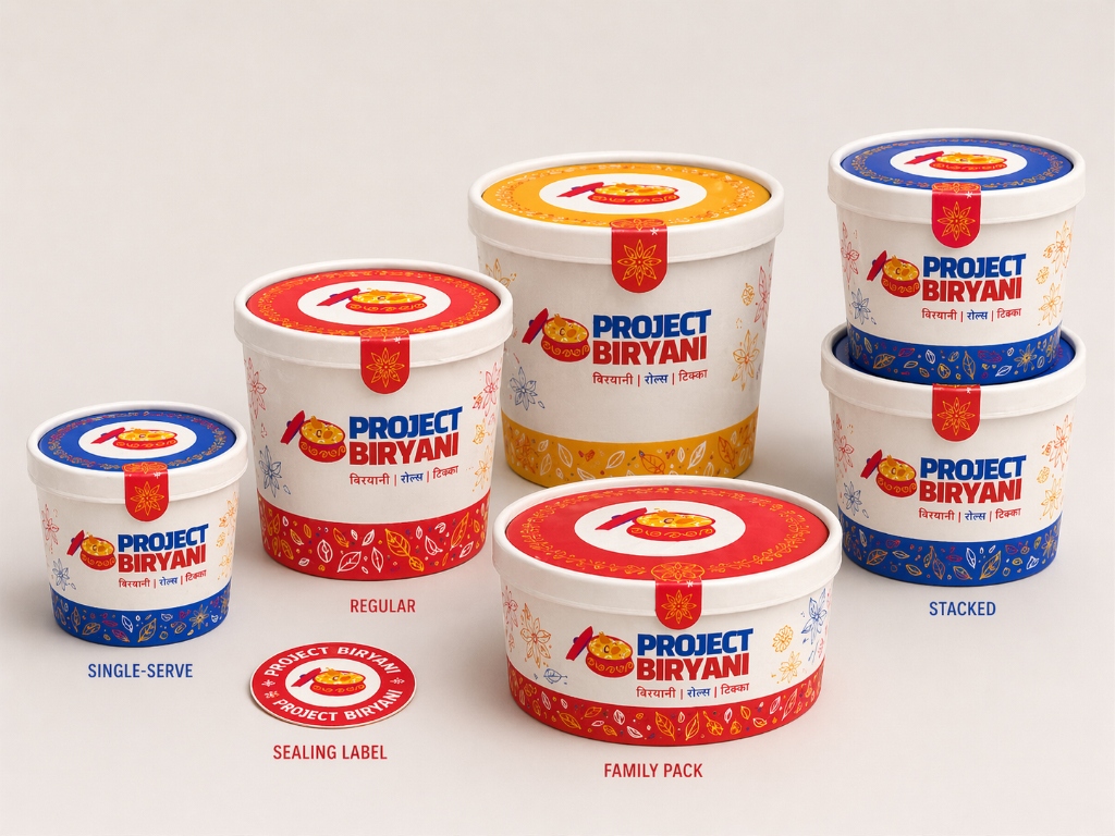 Dum biryani original packaging tubs