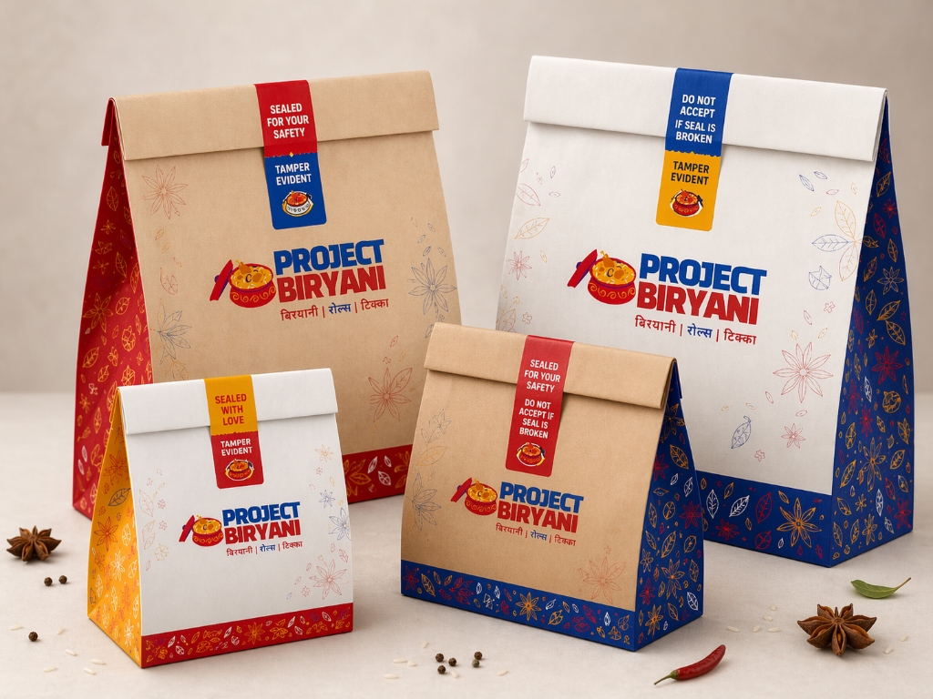 Project Biryani Original Tamper-Evident Packaging Bags with Security Stickers